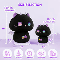 MeWaii® Mushroom Family Purple Magic Cat Kawaii Plush Pillow Squish Toy