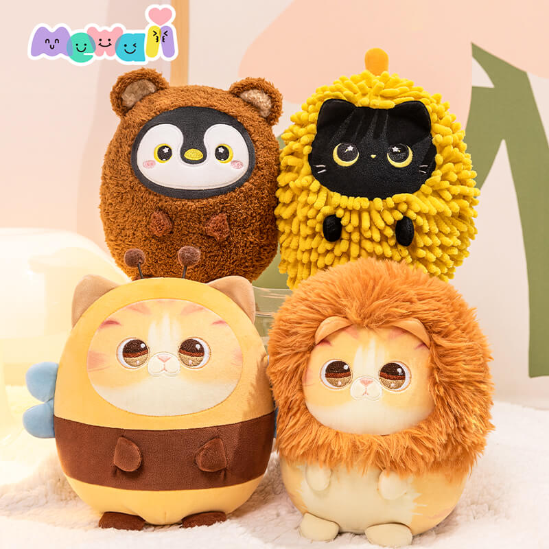 MeWaii® Stuffed Animal Kawaii Kitten with Bee Hoodie Plush Pillow Squishy Toy With Hoodie