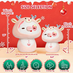 MeWaii® Mushroom Family Berry Cow with Elk Hoodie Christmas Kawaii Plush Pillow Squish Toy