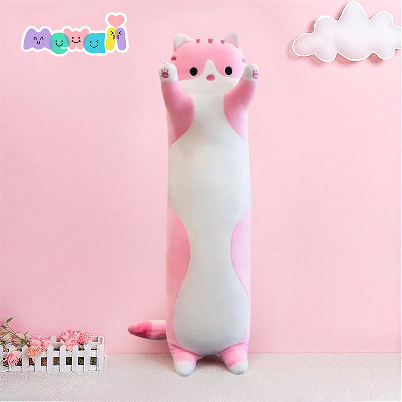 MeWaii® Cat Plush Pink Stuffed Animal Kawaii Plush Pillow Squishy Toy