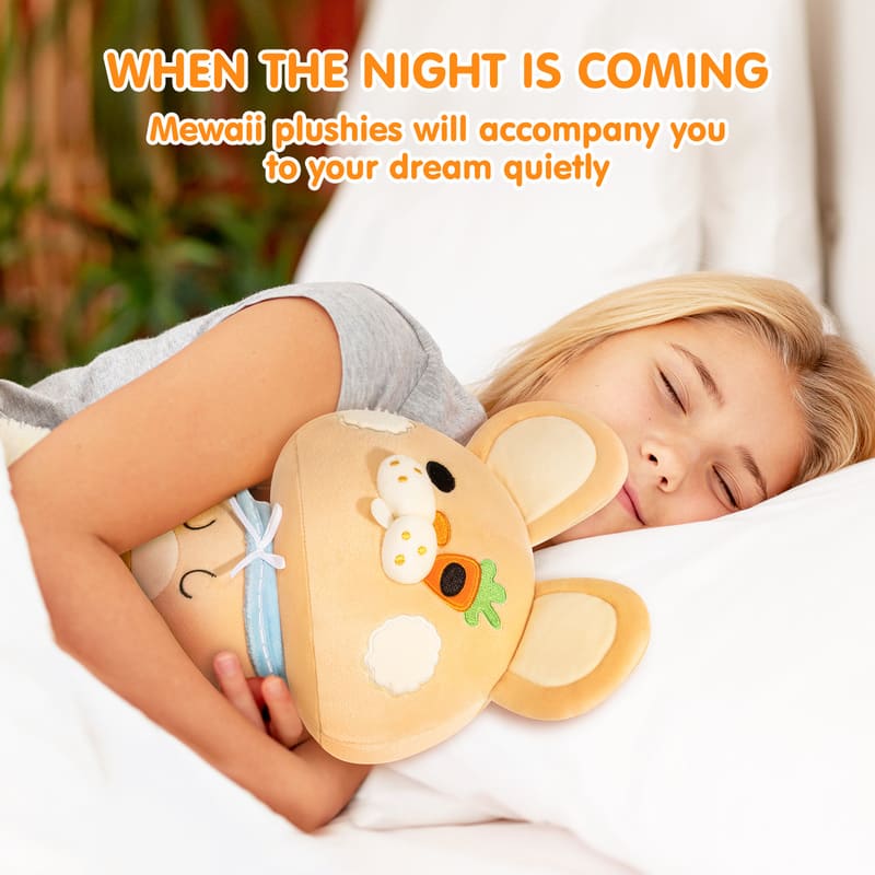 MeWaii® Mushroom Family Farm Sleepy Bunny Rabbit Kawaii Plush Pillow Squish Toy