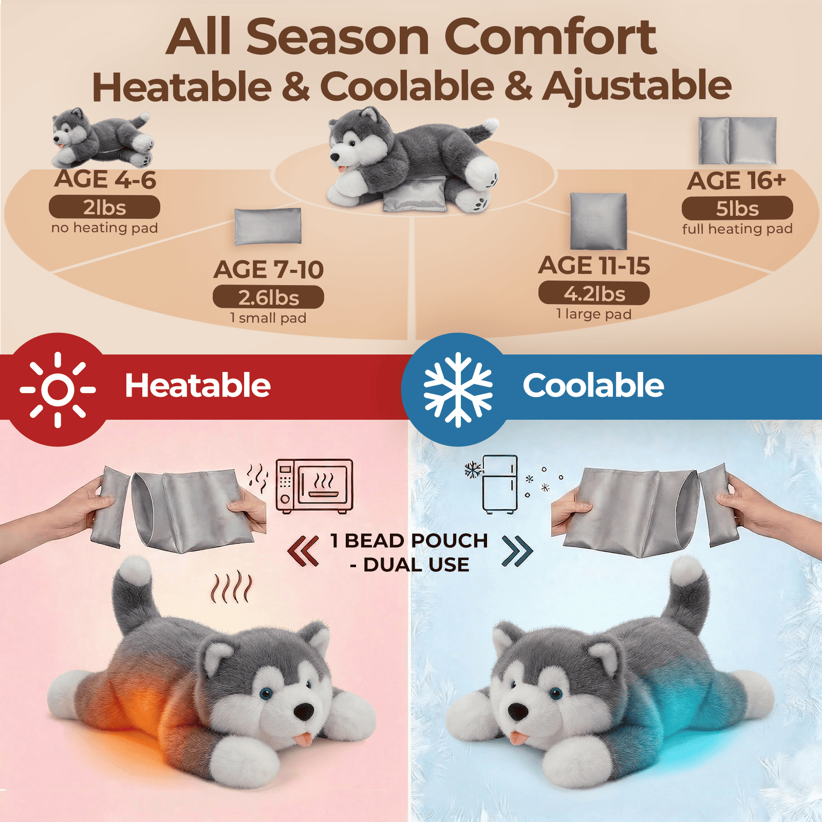 MeWaii® Alaskan Malamute Weighted Stuffed Animal