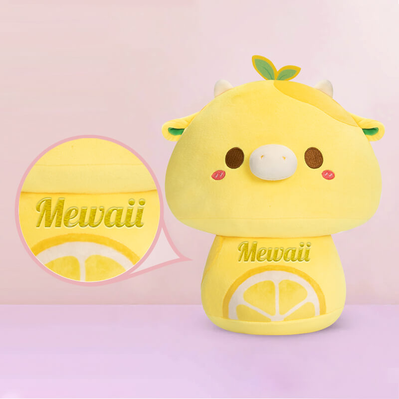 MeWaii® Mushroom Family Painted Lemon Cow Kawaii Plush Pillow Squish Toy