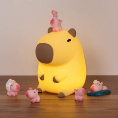 Over 5+ Pcs Miniature Capybara Figurines Cute Set Squishy Silicone Night Light DIY Desk Collection Resin