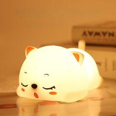 MeWaii® Squishy Silicone Sleeping Cat LED Night Light - Perfect Gift for Kids and Girls