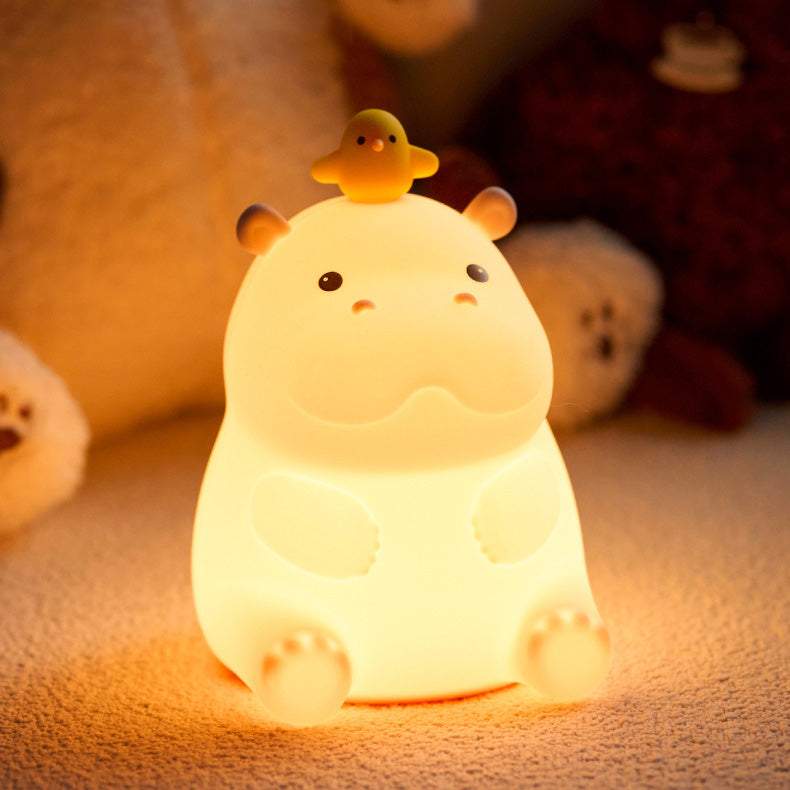 MeWaii® Hippo with Duck Adorable  Squishy Silicone Night Light Perfect Gift