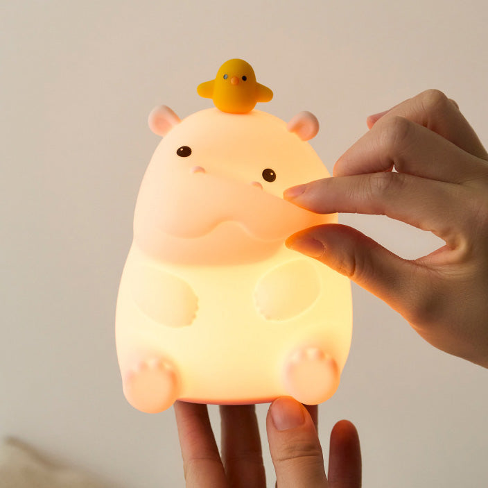 MeWaii® Hippo with Duck Adorable  Squishy Silicone Night Light Perfect Gift