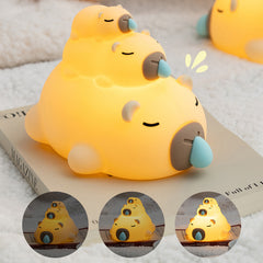 Stacked Capybara Night Light Triple Layer Sleepy Squishy Silicone Perfect Gift