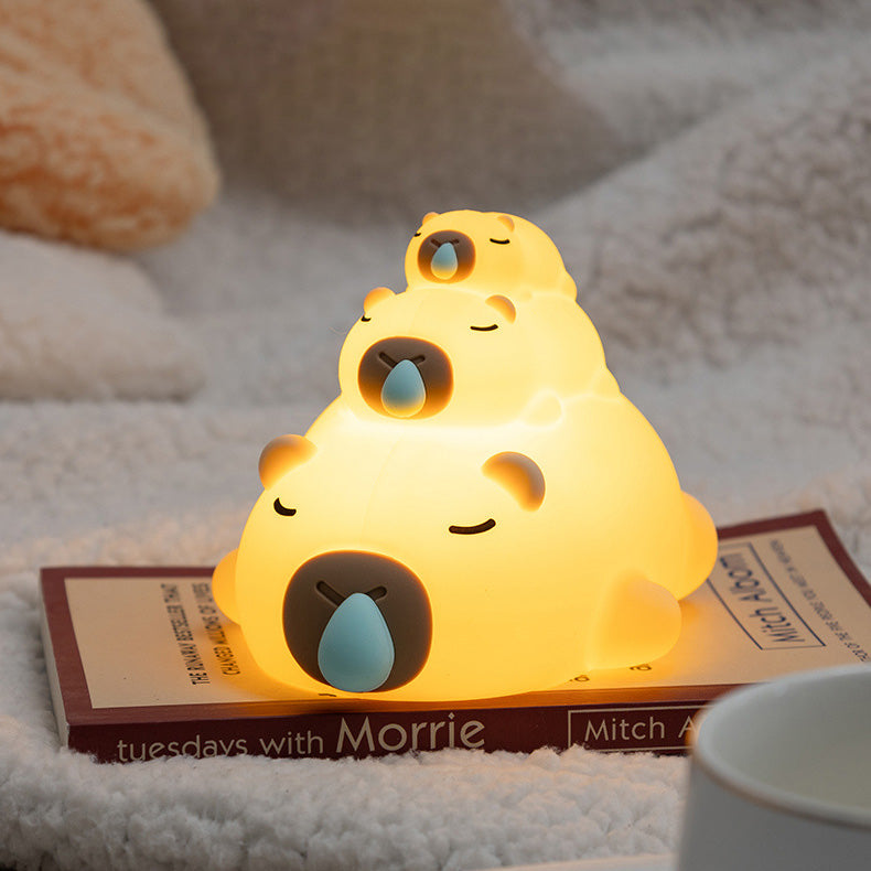 Stacked Capybara Night Light Triple Layer Sleepy Squishy Silicone Perfect Gift