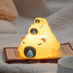 Stacked Capybara Night Light Triple Layer Sleepy Squishy Silicone Perfect Gift