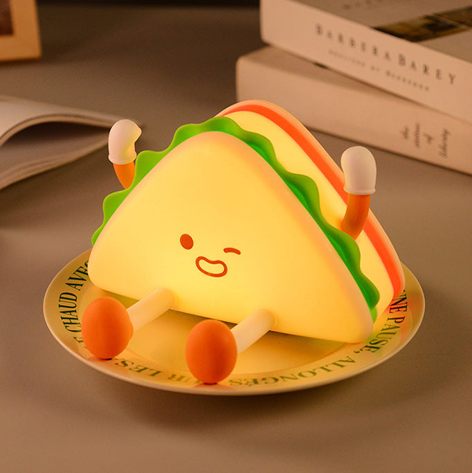 Afternoon Tea Silicone Squishy Night Light Set Cute Bread Biscuit Sandwich Lamp Food Series Gift Decor