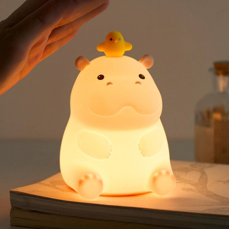 MeWaii® Hippo with Duck Adorable  Squishy Silicone Night Light Perfect Gift