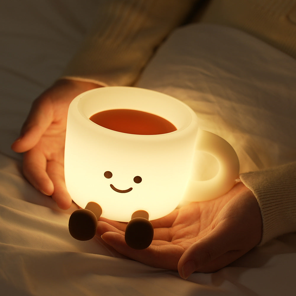 Coffee Cup Squishy Silicone Night Light Soft Glow Cute Collectible Fun Decor Perfect Gift