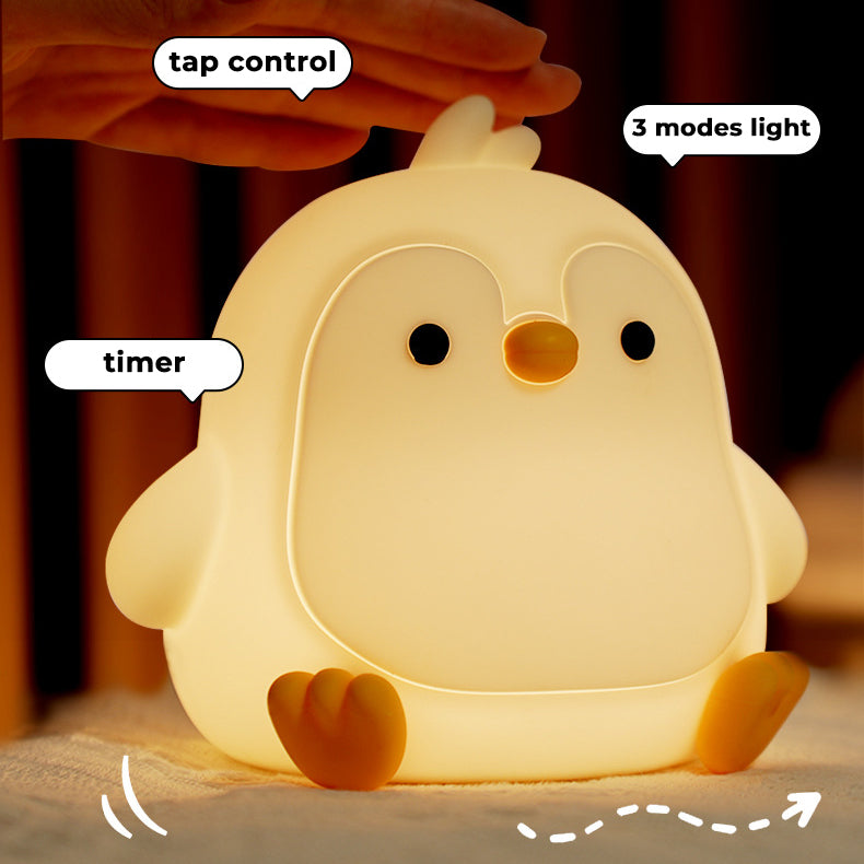 Penguin Night Light Round Cute Soft Silicone Squishy Bedside Night Lamp Perfect Gift
