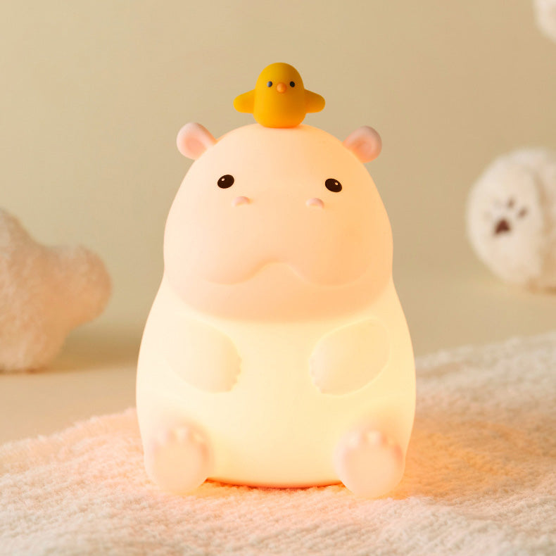 MeWaii® Hippo with Duck Adorable  Squishy Silicone Night Light Perfect Gift