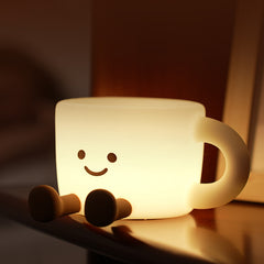 Coffee Cup Squishy Silicone Night Light Soft Glow Cute Collectible Fun Decor Perfect Gift