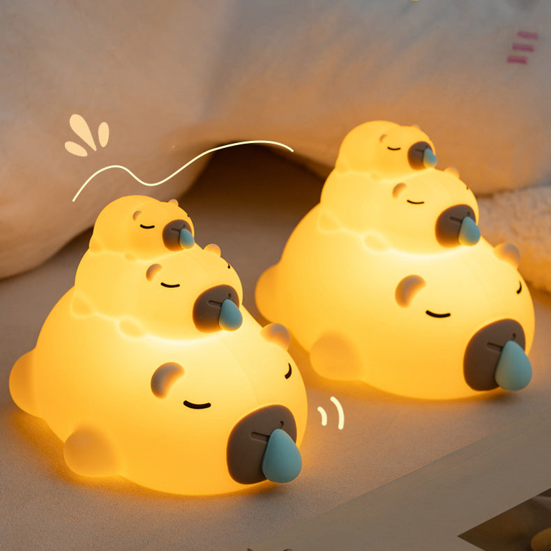 Stacked Capybara Night Light Triple Layer Sleepy Squishy Silicone Perfect Gift