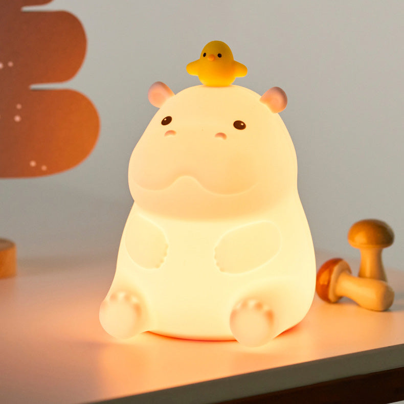 MeWaii® Hippo with Duck Adorable  Squishy Silicone Night Light Perfect Gift