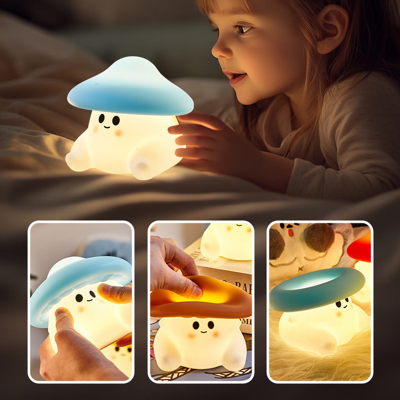 Pilz-Nachtlicht, matschig, Silikonlampe, drückbare Kappe, weich, mehrfarbig, leuchtend, perfektes Geschenk