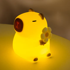 Squishy-Nachtlicht aus Silikon mit Blumen-Capybara-Motiv – perfektes Geschenk für Kinder und Mädchen