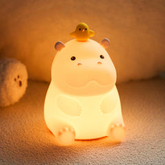 MeWaii® Hippo with Duck Adorable  Squishy Silicone Night Light Perfect Gift