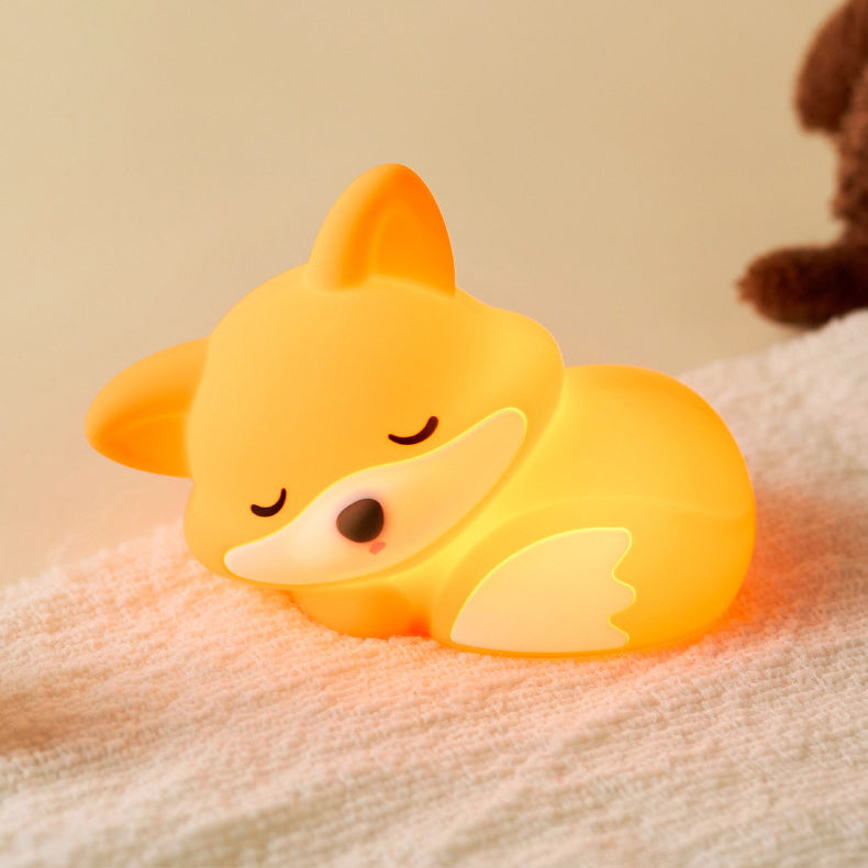 Fuchs-Nachtlicht mit gekräuseltem Schwanz, Silikon, matschig, Tier-Design, perfektes Geschenk