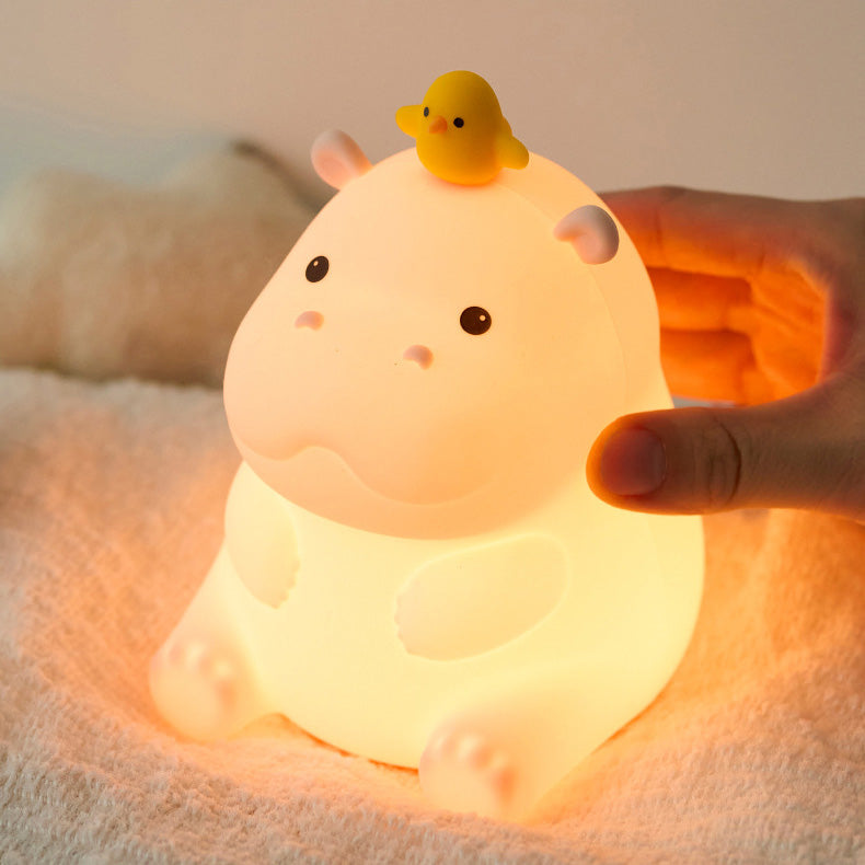 MeWaii® Hippo with Duck Adorable  Squishy Silicone Night Light Perfect Gift