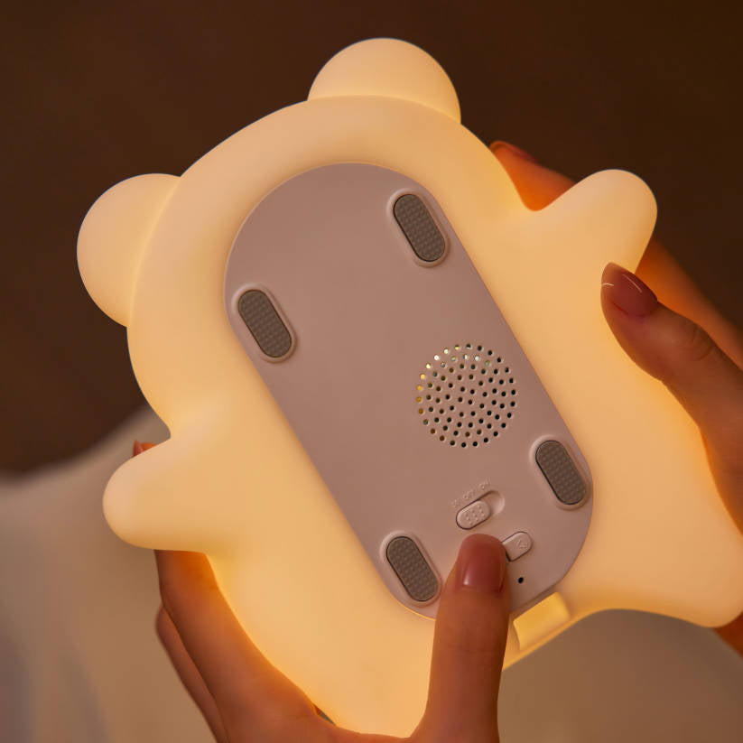 Atmender Bär, kuscheliger, matschiger Schlafbegleiter aus Silikon mit Sound, LED-Nachtlicht, perfektes Geschenk