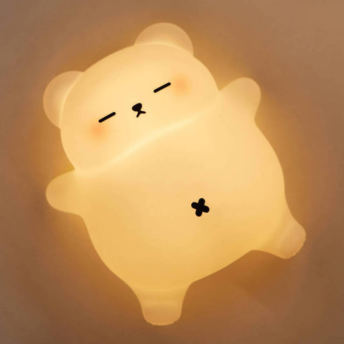 Atmender Bär, kuscheliger, matschiger Schlafbegleiter aus Silikon mit Sound, LED-Nachtlicht, perfektes Geschenk