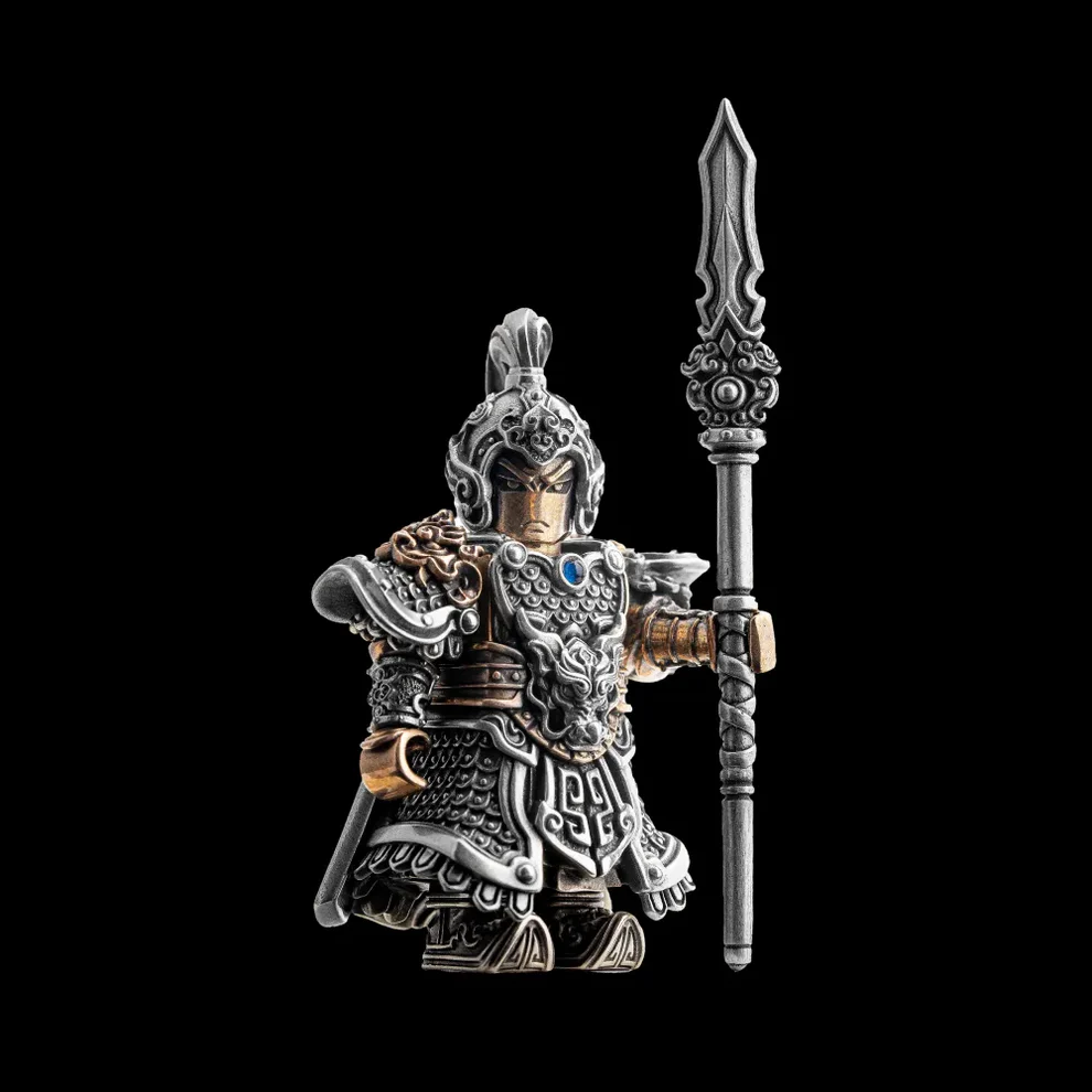 Crusader Figurine Detachable Bronze Bull-Helm Knight Statue Set