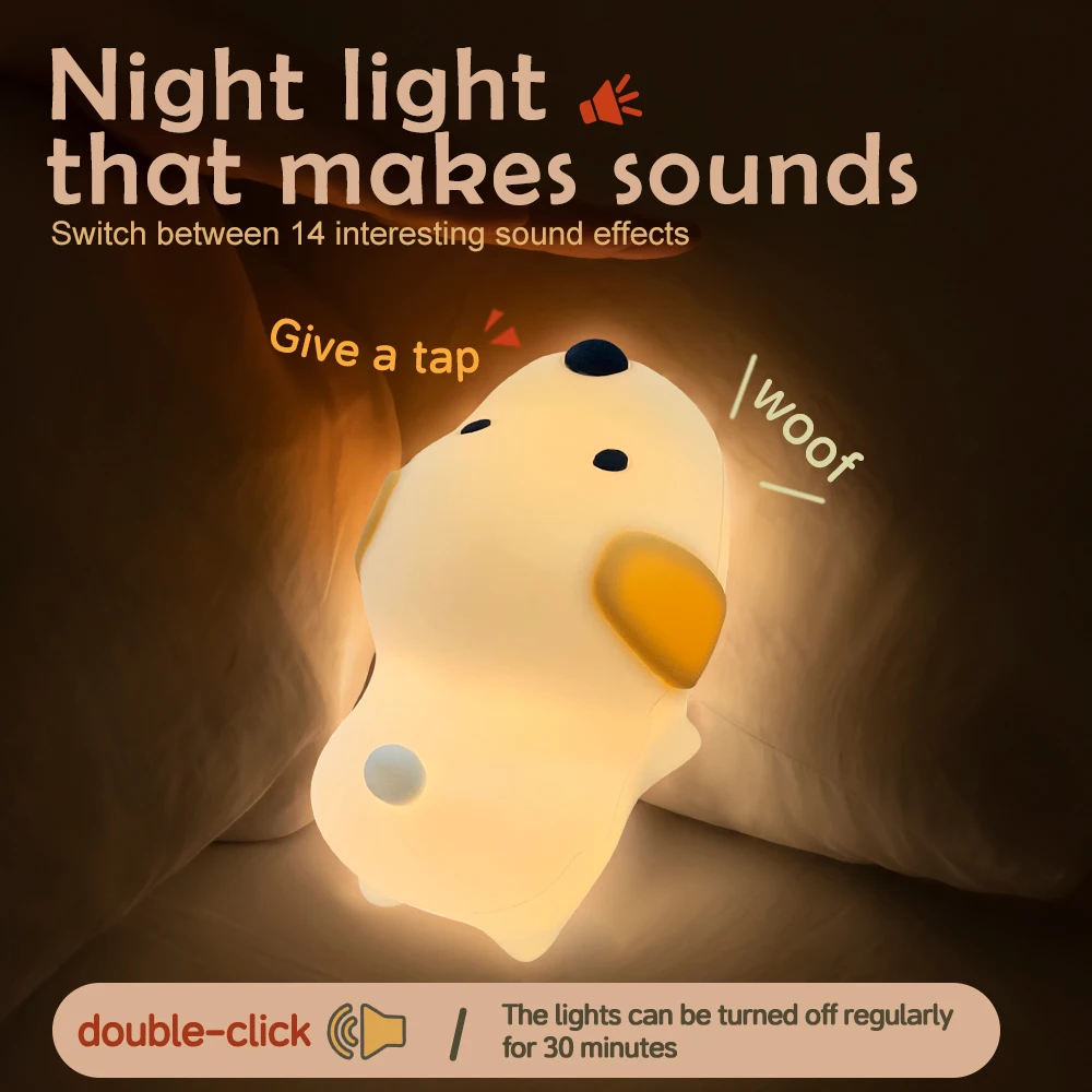MeWaii® Puppy Silicone Squishy Night Light Gift Cute Droopy Ears and Cozy for Decor Perfect Gift