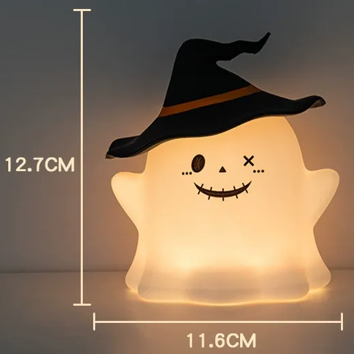Ghost Halloween Silicone Night Light Witch Hat Cute Spooky Lamp Holiday Gift