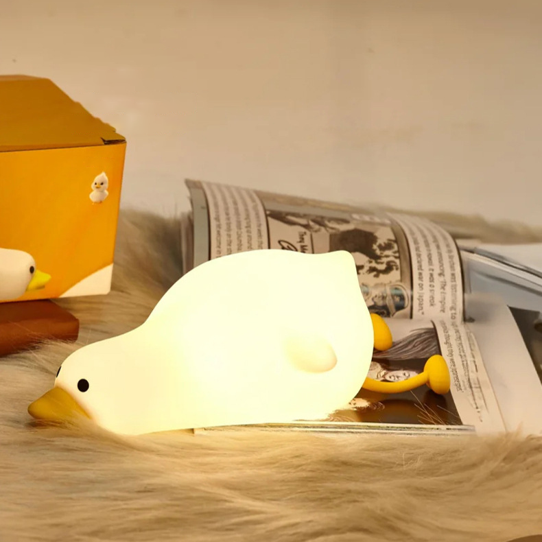 Cute Lying Duck Silicone Squishy Night Light Bedroom Decor Perfect Gift