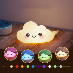 Cute Cloud Silicone Squishy Night Light Cheerful LED Lamp for Any Space Perfect Gift