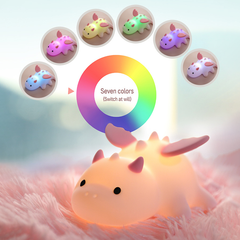 MeWaii® Squishy Silicone Cute Baby Dragon LED Night Light - Perfect Gift for Kids and Girls
