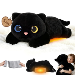 Mewaii®5lb Weighted Stuffed Animals with Microwavable Heating Pad -  Adjustable, Heatable & Coolable Plush for Realistic Hug（Black Cat，23 INCH）