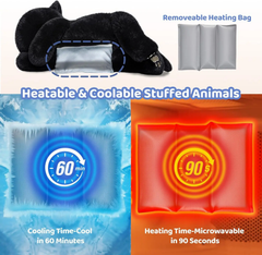 Mewaii®5lb Weighted Stuffed Animals with Microwavable Heating Pad -  Adjustable, Heatable & Coolable Plush for Realistic Hug（Black Cat，23 INCH）
