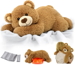 Mewaii® 5lbs Brown Bear Weighted Stuffed Animal  – Microwavable Plush Heating Pad for Removable Inner Pad, Gift for Kids & Adults