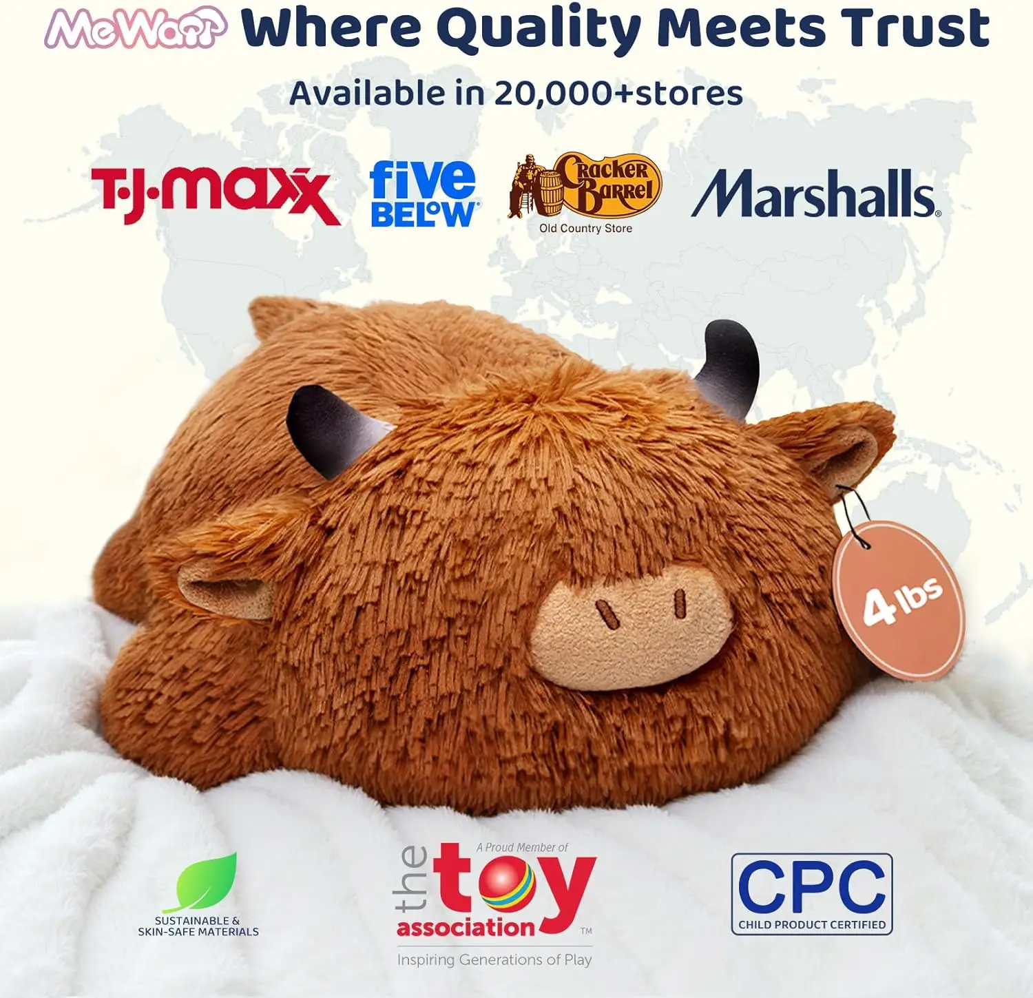 MeWaii® Lazy Highland Cow Weighted Stuffed Animal