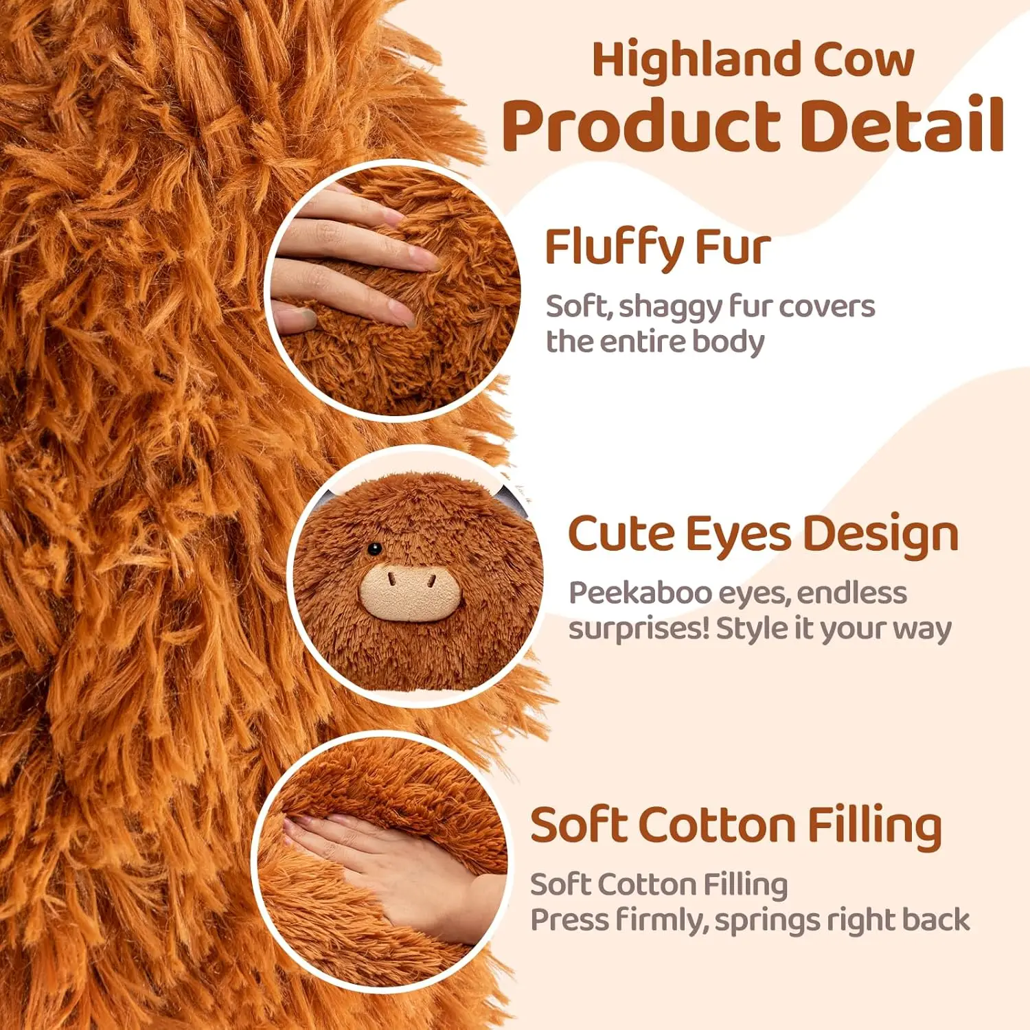 MeWaii® Lazy Highland Cow Weighted Stuffed Animal