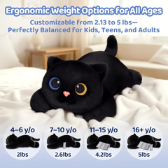 Mewaii®5lb Weighted Stuffed Animals with Microwavable Heating Pad -  Adjustable, Heatable & Coolable Plush for Realistic Hug（Black Cat，23 INCH）