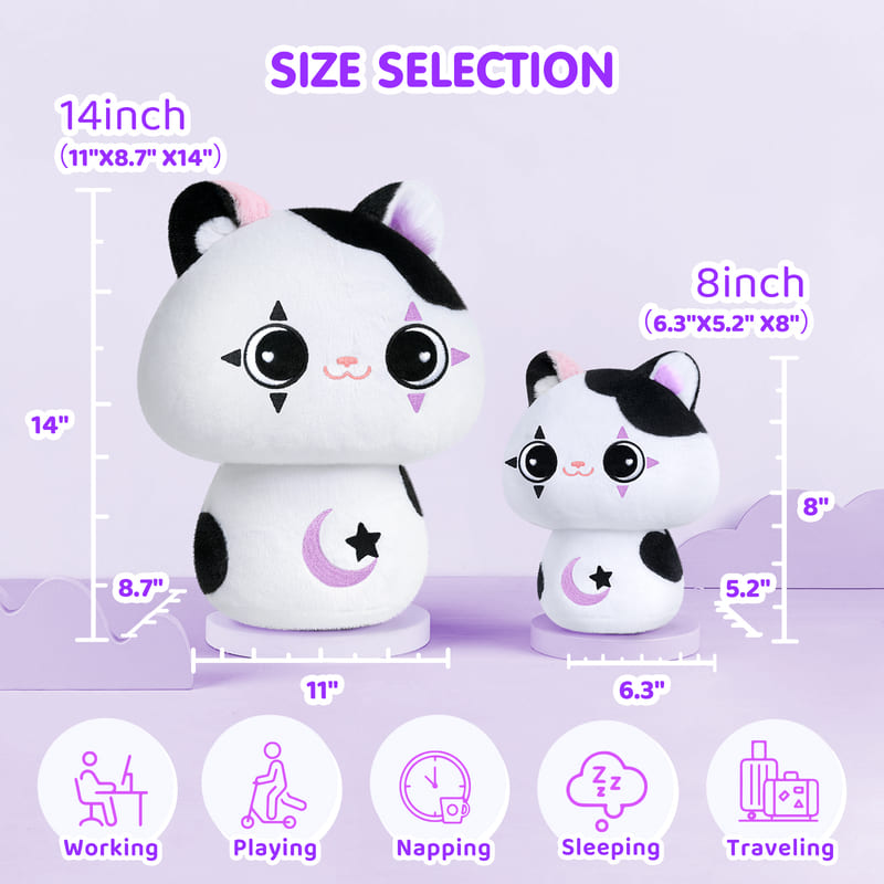 MeWaii® Mushroom Family Star Cat Kawaii Plush Pillow Squish Toy