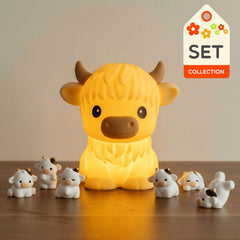Highland Cow Adorable Light with Miniature Figurine: Perfect Gift & Home Decor