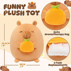 MeWaii® Fragrance Plush Toy Tangerine Capybara Stuffed Animal with Aromatherapy Lavender Scent 8 inches Stuffed Plushie