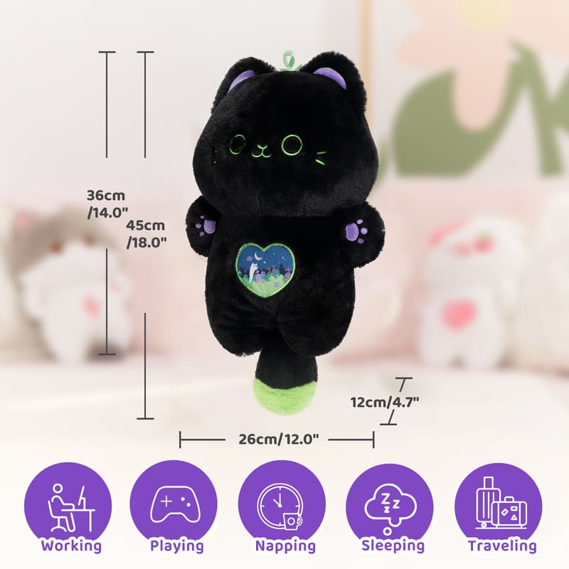 MeWaii® Devil Mint Kitten Kawaii Plush Pillow Squish Toy