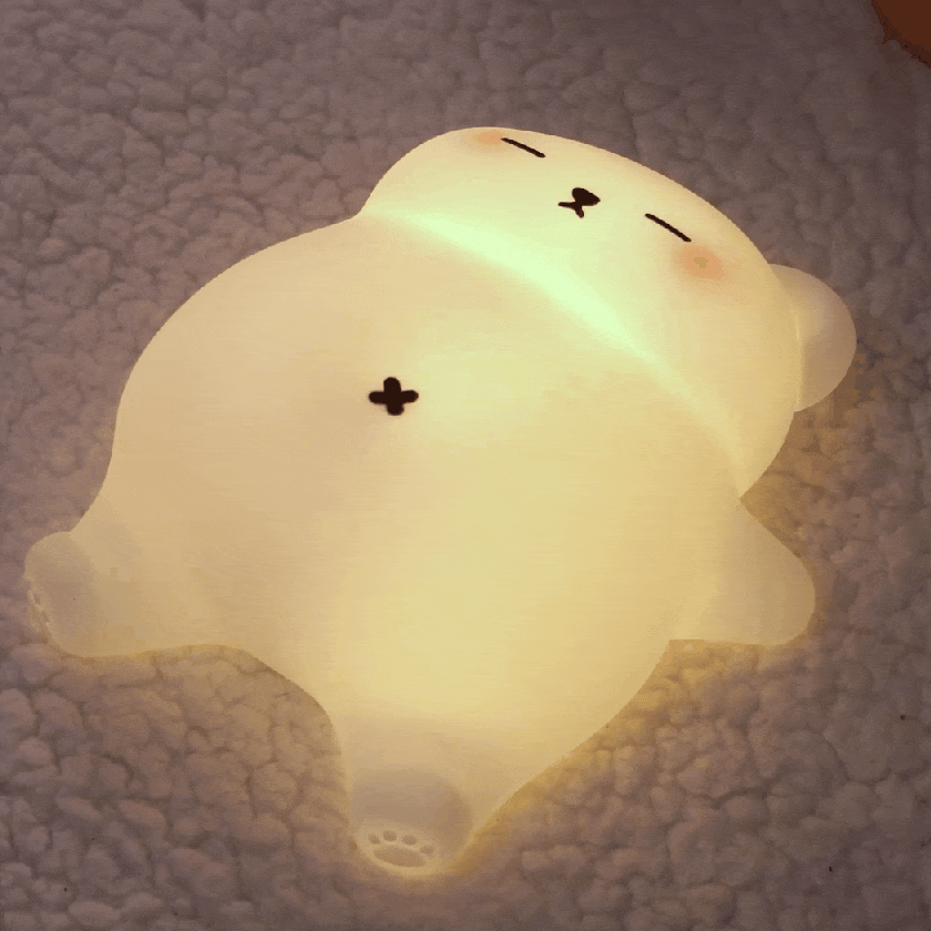 Atmender Bär, kuscheliger, matschiger Schlafbegleiter aus Silikon mit Sound, LED-Nachtlicht, perfektes Geschenk