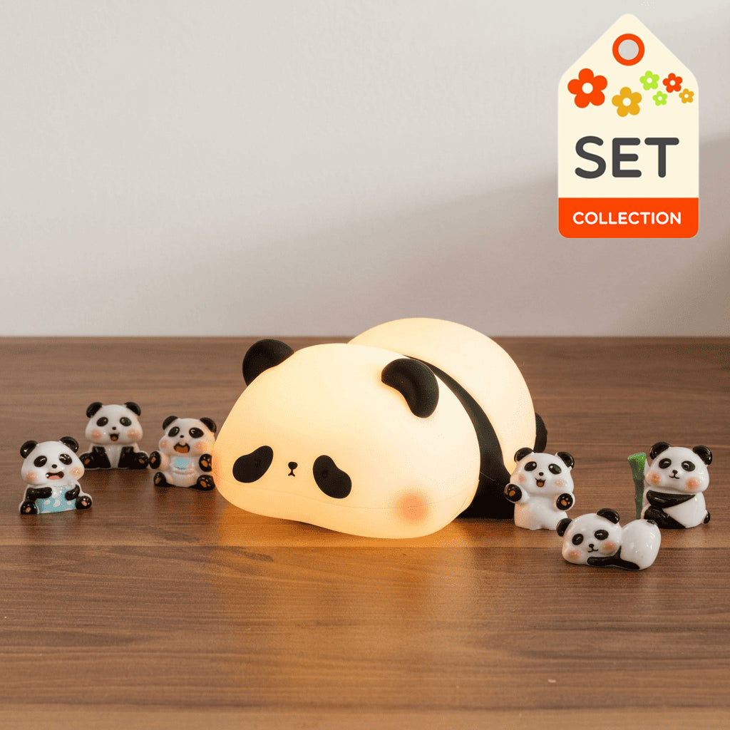 Panda Adorable Light with Miniature Figurine: Perfect Gift & Home Decor