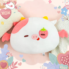 MeWaii®  Throw Pillow Cushion Family Strawberry Cow Stuffed Animal Kawaii Plush Body Squishy Pillow
