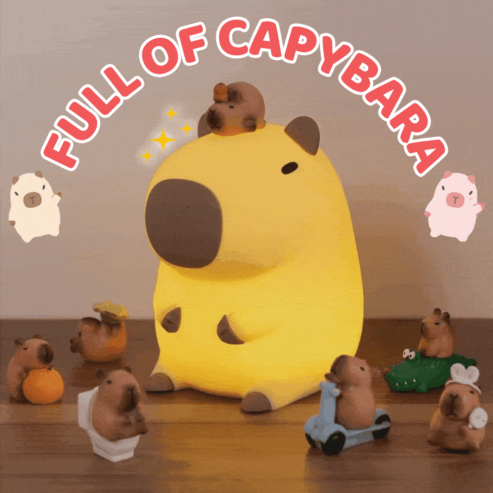MeWaii® Capybara Full of Capy Squishy Night Light Figurines Adorable Set DIY Desk Collection Perfect Gift