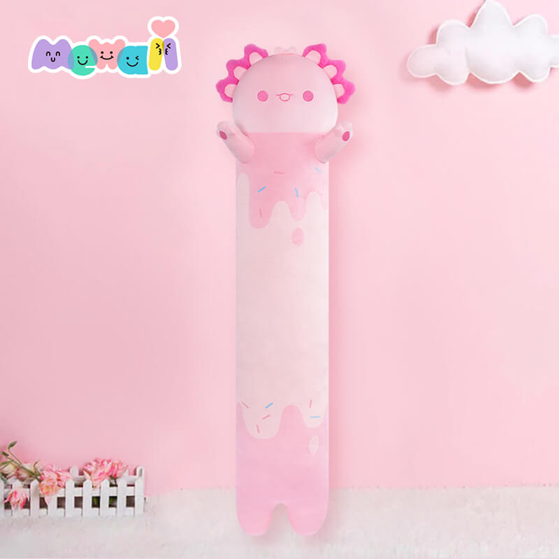 MeWaii® Loooong Family Original Design Giant Pink Hanalotl/Axolotl Stuffed Animal Kawaii Long Plush Pillow Squishy Toy
